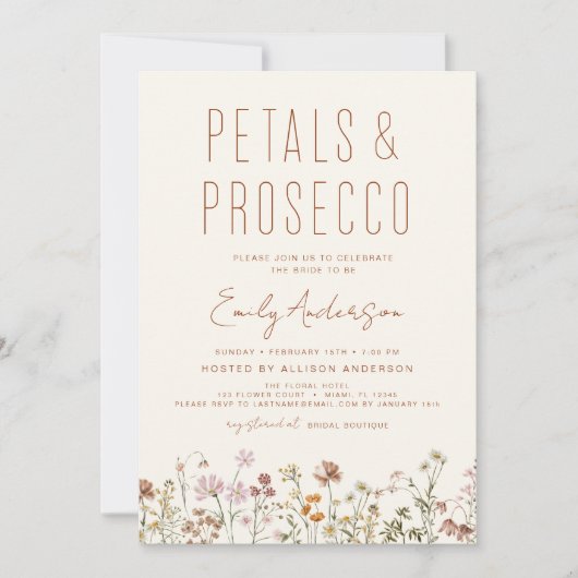 QR Code Wildflower Petals & Prosecco Vrijgezellenf Kaart (Voorkant)