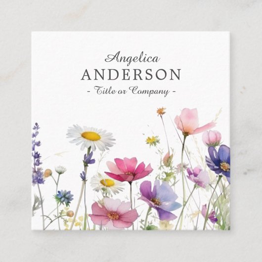 QR Code Wildflower Square Visitekaartje (Voorkant)