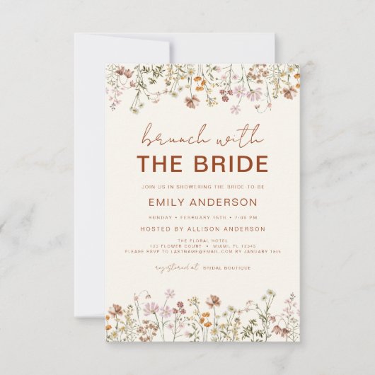 QR Code Wildflower Vrijgezellenfeest Brunch Foto Kaart (Voorkant)