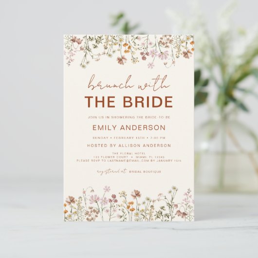 QR Code Wildflower Vrijgezellenfeest Brunch Foto Kaart (Staand voorkant)