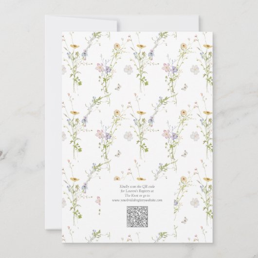 QR Code Wildflower Waterverf Tuin Vrijgezellenfees Kaart (Achterkant)