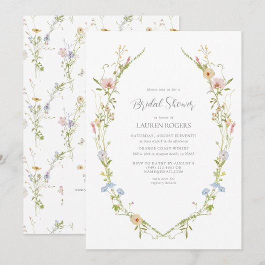 QR Code Wildflower Waterverf Tuin Vrijgezellenfees Kaart (Voorkant / Achterkant)