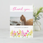 QR Code Wildflower Wedding Bloemen Script Spring Bedankkaart (Staand voorkant)