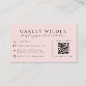 QR Code Wimper Kunstenaar Blush Roze Zwart Visitekaartje (Achterkant)
