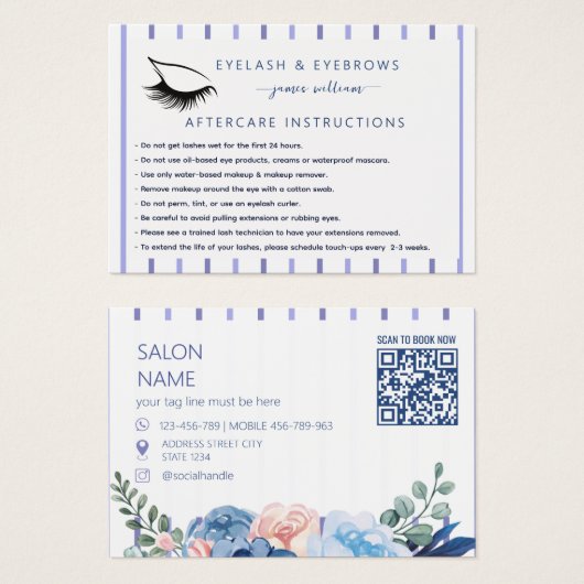 Qr Code Wimper Salon Nazorgkaart Visitekaartje (Voorkant /achterkant)