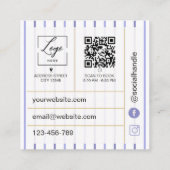 Qr Code Wimper Tech bloemstrepen Vierkante Visitekaartje (Achterkant)
