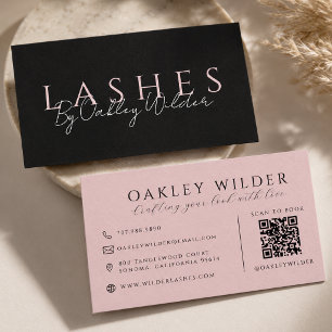QR Code Wimpertechnicus Blush Roze Zwart Visitekaartje