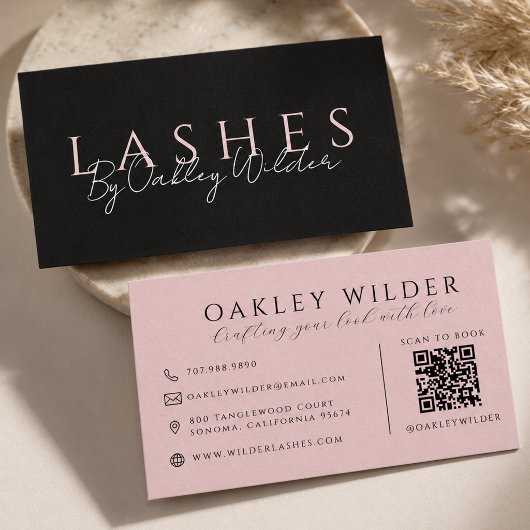 QR Code Wimpertechnicus Blush Roze Zwart Visitekaartje