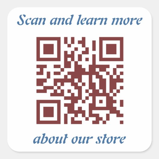 QR Code winkel informatie sjabloon Vierkante Sticker (Voorkant)