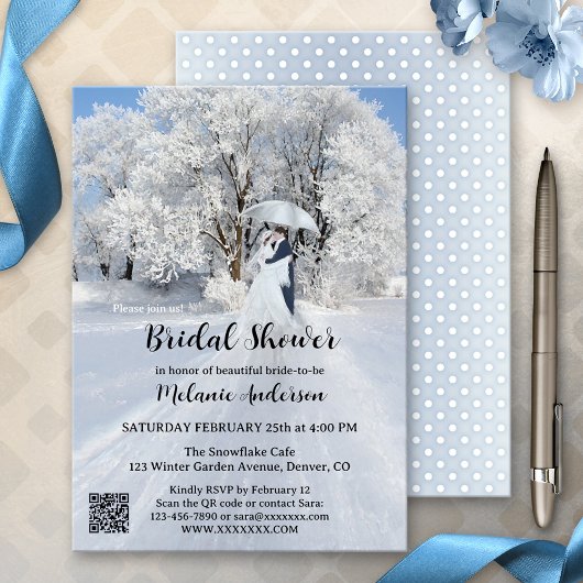 QR Code Winter Wonderland SneeuwVrijgezellenfeest Kaart