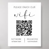 QR Code Wit Gelieve te genieten van onze WiFi Poster (Voorkant)