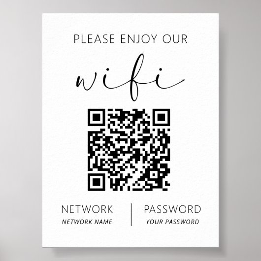 QR Code Wit Gelieve te genieten van onze WiFi Poster (Voorkant)
