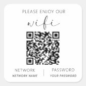 QR Code Wit Gelieve te genieten van onze WiFi Vierkante Sticker (Voorkant)