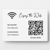 QR Code Wit Geniet Van De Wifi Tafel Plaquette Fotoplaat (voorkant)