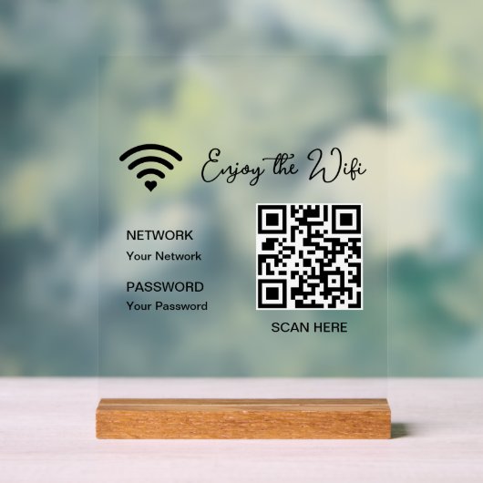 QR Code Wit Geniet van de WiFi Tafelblad Acryl Sig Acryl Bord (Neutraal)
