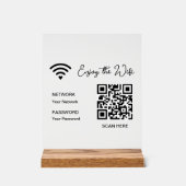 QR Code Wit Geniet van de WiFi Tafelblad Acryl Sig Acryl Bord (Voorkant)