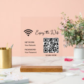 QR Code Wit Geniet van de WiFi Tafelblad Acryl Sig Acryl Bord (Huwelijk)