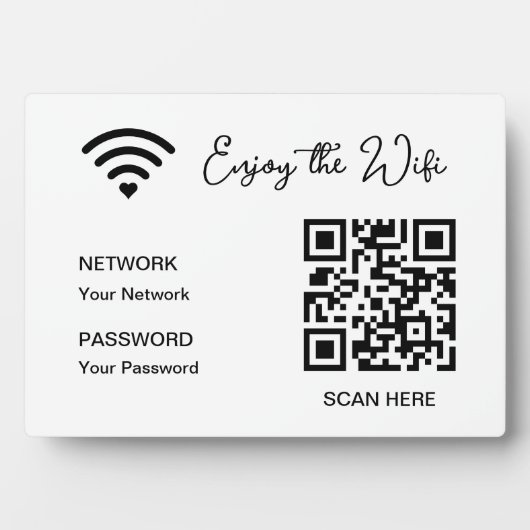 QR Code Wit Geniet van de WiFi Tafelplaat Fotoplaat (voorkant)
