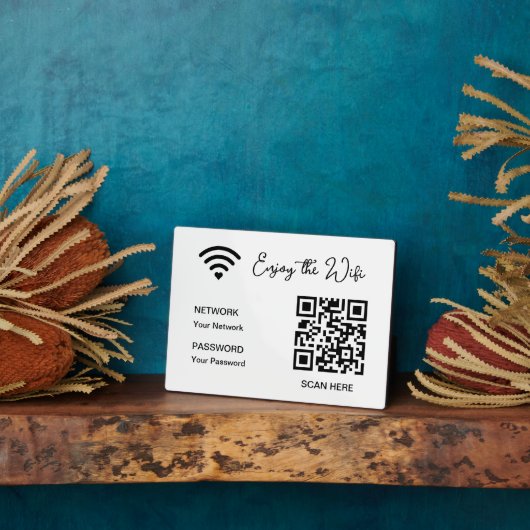 QR Code Wit Geniet van de WiFi Tafelplaat Fotoplaat (Zijkant)