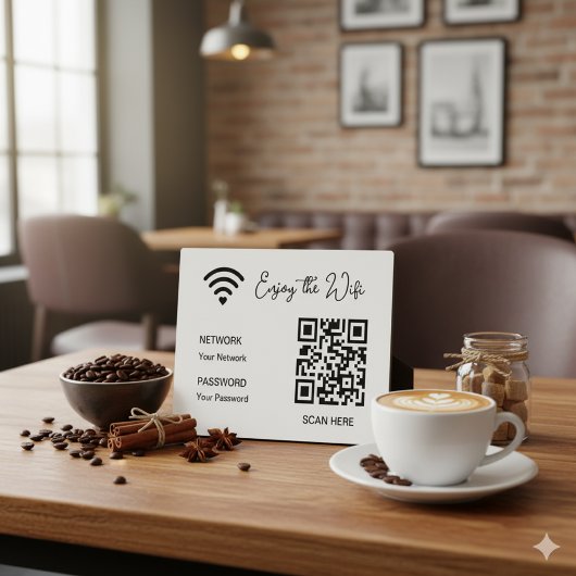 QR Code Wit Geniet van de WiFi Tafelplaat Fotoplaat