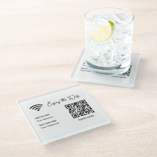 QR Code Wit Geniet van het WiFi Hotel Glass Onderz Glazen Onderzetter