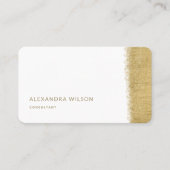 QR Code Wit Gouden Borstel Elegante Professioneel Visitekaartje (Voorkant)