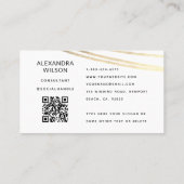 QR Code Wit Gouden Handtekening Eenvoudige Profess Visitekaartje (Achterkant)