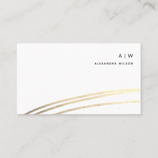 QR Code Wit Gouden Handtekening Eenvoudige Profess Visitekaartje (Voorkant)