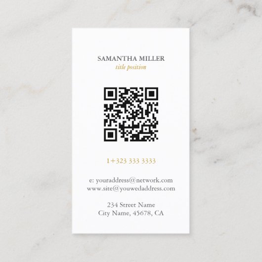 QR Code Wit Grijs Goud Minimalistisch Haar Visitekaartje (Achterkant)