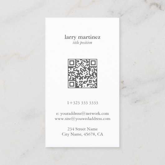 QR code wit grijs minimalistisch haar Visitekaartje (Achterkant)