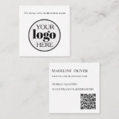 QR Code Wit Logo Eenvoudig Zwart Vierkante Visitekaartje (Voorkant / Achterkant)