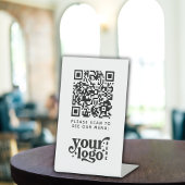 QR Code Wit Menu Logo Contactloos Modern Cafe Reclamebord Met Voetstuk