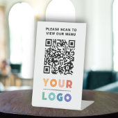 QR Code Wit Menu Logo Contactloos Modern Cafe Reclamebord Met Voetstuk
