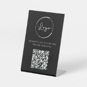 QR Code Wit Menu Logo Modern Restaurant Reclamebord Met Voetstuk (Voorkant)
