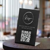 QR Code Wit Menu Logo Modern Restaurant Reclamebord Met Voetstuk