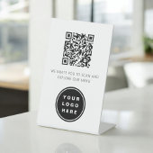 QR Code Wit Menu Logo Modern Restaurant Reclamebord Met Voetstuk