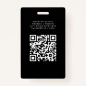QR Code Wit Zwart Custom Logo Medewerker Foto-ID Badge (Achterkant)