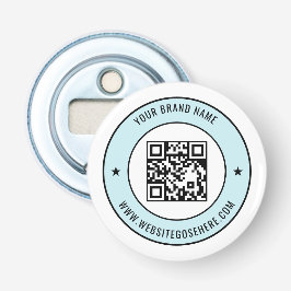 QR Code with Custom Text Magnetic Branding Design Button Flesopener