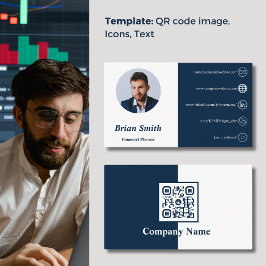 QR Code Witte en Blauwe Financiële Planner Visitekaartje