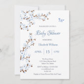 QR-code | Witte kersenbloesem Baby shower Kaart (Voorkant)