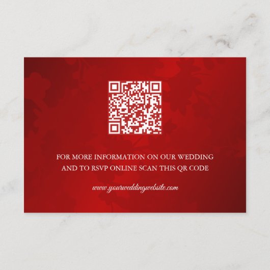 QR-code | Witte Kersenbloesem Chinese bruiloft Informatiekaartje (Achterkant)