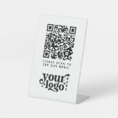 QR-code witte menu logo contactloze moderne cafe Reclamebord Met Voetstuk (Voorkant)