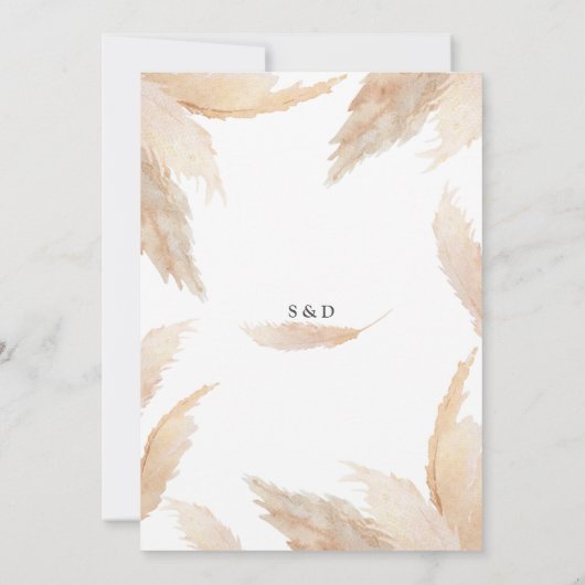 QR Code Witte Rozen Pampas Gras Gouden Bruiloft  Kaart (Achterkant)