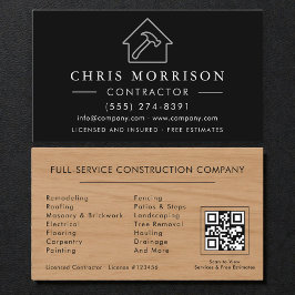 QR Code Wood Building Contractor Visitekaartje