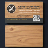 QR Code Wood Contractor Handyman Tools Logo Visitekaartje