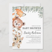 QR Code Woodland Animals Baby shower Kaart (Voorkant)