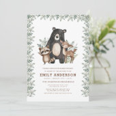 QR Code Woodland Forest Animals Baby shower Kaart (Staand voorkant)