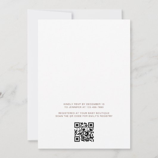 QR Code Woodland Forest Animals Baby shower Kaart (Achterkant)