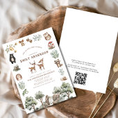 QR Code Woodland Forest Animals Baby shower Kaart