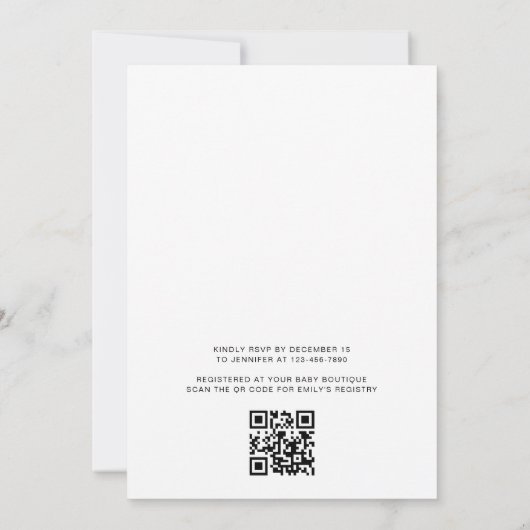 QR Code Woodland Forest Animals Baby shower Kaart (Achterkant)